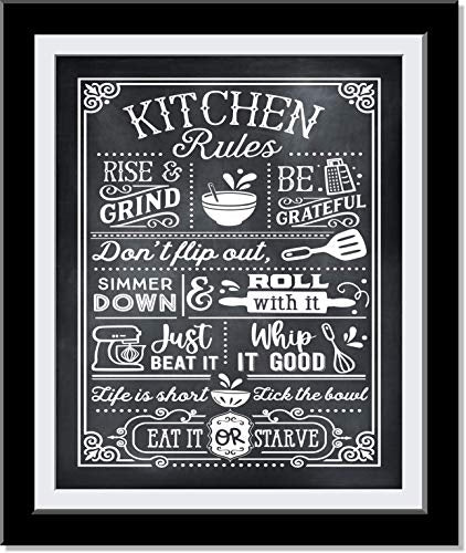 Kitchen Rules Black Chalkboard Wall Decor, Kitchen Art Home Decor,