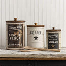 Farmhouse Tin Canisters, Sugar, Coffee, Flour