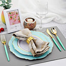 Mint Green Plastic Plates & Disposable Gold Plastic Silverware, Green Handle