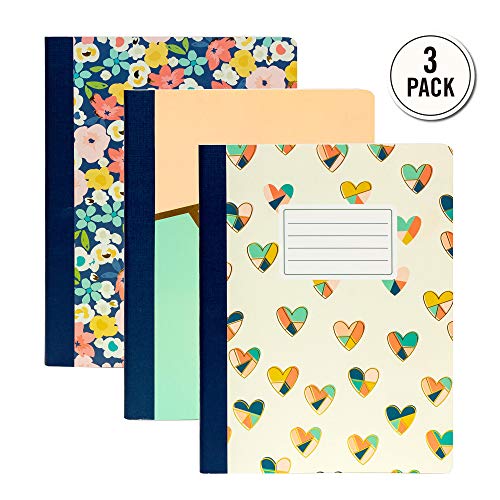 3-Pack Composition Notebook 70 Premium 80 GSM Ruled Sheets, Multi-Color