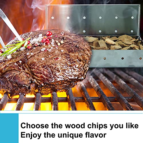 Stainless Steel BBQ Smoker Box for Grilling Barbecue Wood Chips On Gas Grill