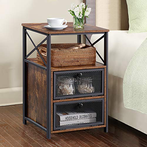 Modern Night Stand, End Side Table with Storage Space and Door