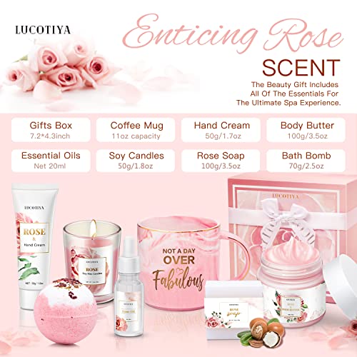 Birthday Gifts for Women Best Relaxing Spa Gifts Baskets Box for Her Wife Rose Scent