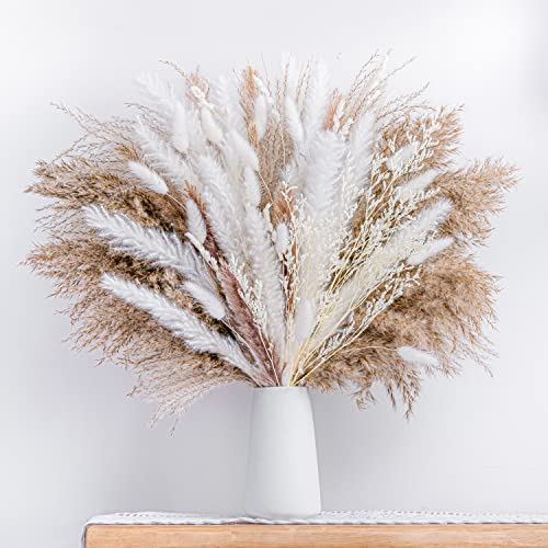 86PCS Natural Dried Pampas Grass Bouquet,Boho Home Decor for Wedding