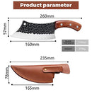 Hand Forged Meat Cleaver 6.3 Inch Kitchen Chef Knife with Leather Sheath and Gift Box