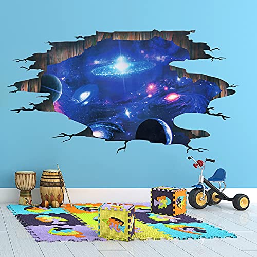 Creative 3D Blue Cosmic Galaxy Wall Decals