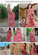 Womens Casual Floral Deep V Neck Long Sleeve Long Evening Dress Cocktail Party