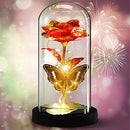 Glass Artificial Forever Roses Flowers Beauty and The Beast Light Rose Present Decor