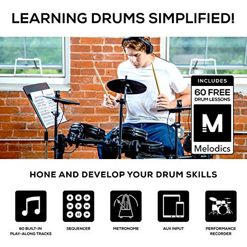 Electric Drum Set with USB MIDI Connectivity, Mesh Drum Pads, Kick Pedal