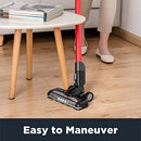 Cordless Vacuum Cleaner LED Headlights, Convenient Stick and Handheld Vac, Red, Black