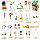 33Pcs 18 Types Wooden Percussion Instruments Tambourine Xylophone Toys