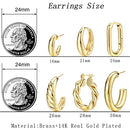 Gold Hoop Earrings Set for Women, 14K Gold Plated Lightweight Hypoallergenic