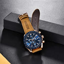 Classic Fashion Elegant Chronograph Watch Casual Sport Leather Band Mens Watches
