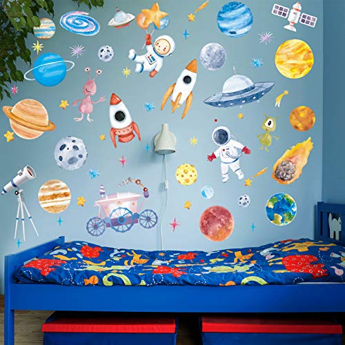 6 Sheets Space Wall Decal Planet Wall Sticker Solar System Wall Decals