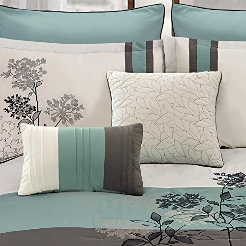 8-Piece Comforter Set, King, Tolbert & Emilie - Blue/Gray/Ivory