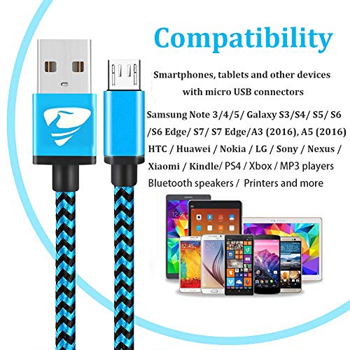 Micro USB Cable Aioneus Fast Android Charging Cord 6FT 3Pack Charging Cable