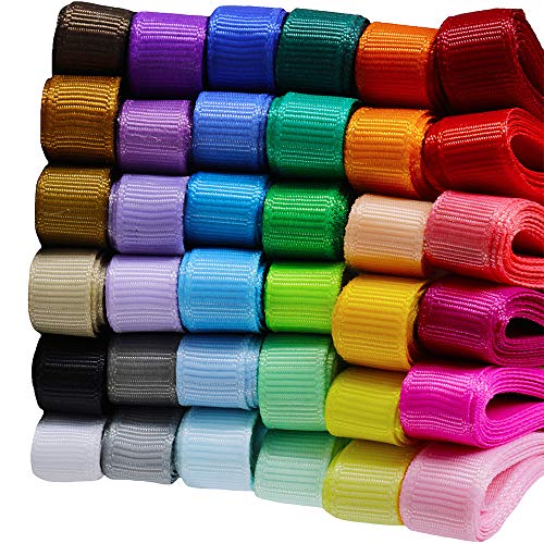 Supla  Wide Solid Grosgrain Ribbons Bulk Rainbow Color  Ribbons Set