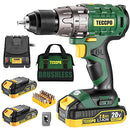 Cordless drill set, 20V Brushless Drill Driver Kit, 2x 2.0Ah Li-ion Batteries
