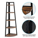 70 inch Tall Corner Shelf, 5 Tier Rustic Corner Bookshelf Industrial Corner Ladder Shelf