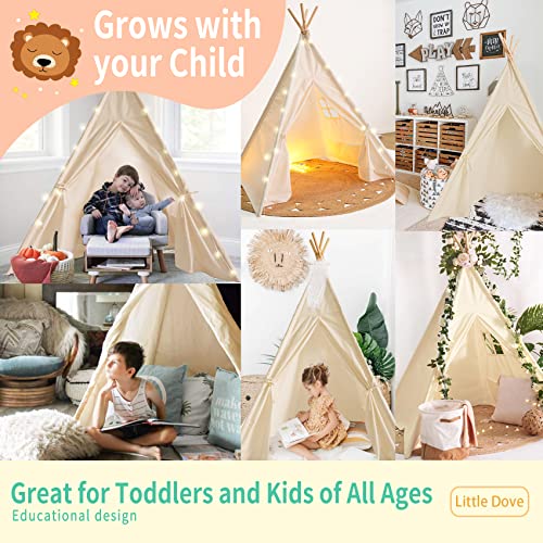 Kids Foldable Tent with Pillow, Banner, Fairy Lights, Blanket and Basket