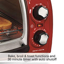 Hamilton Beach Easy Reach Countertop Toaster Oven, 4-Slices, Red (31337D)