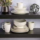 lZen Buffet Porcelain Dinnerware Set, Service for 4 (16pcs), White (Square)