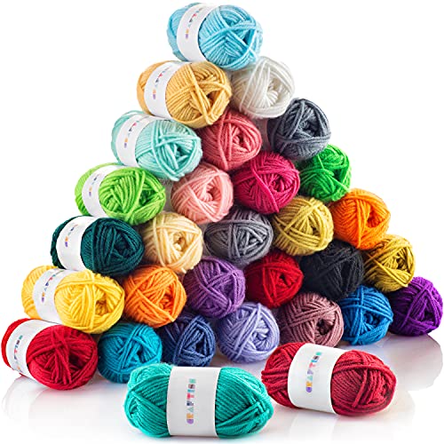 30x20g Acrylic Yarn Skeins - 1300 Yards of Soft Yarn for Crocheting and Knitting Craft Project