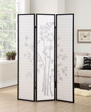 3-Panel Oriental Shoji Room Divider Screen, Black