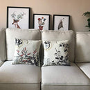 Ink Wash Painting Throw Pillow Cover Plum Blossom Chrysanthemum Orchid