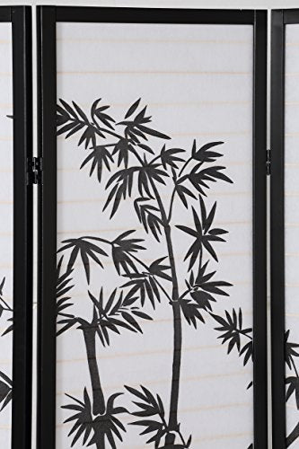 3-Panel Oriental Shoji Room Divider Screen, Black