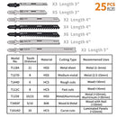 Jig Saw Blades 25pcs,Assorted Professional Saw Blades for Wood and Metal