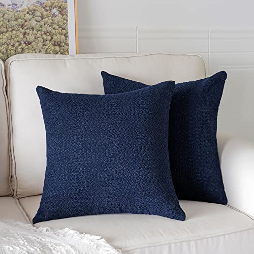 Set of 2 Decorative Boucle Like Square Throw Pillow Covers, Glamorous Comfy