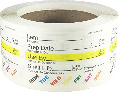 Dissolvable Food Rotation Labels, 2” x 3” Adhesive Stickers, 500-Pack