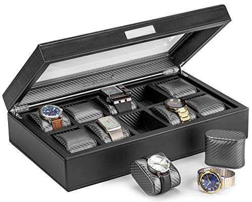 Mens Watch Box Storage Case Holder, Watch Box for Large Watches