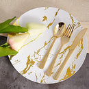180PCS Disposable Dinnerware Set 30 Guest - 60 white And Gold Plastic Plates