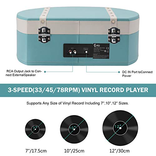 Vintage Record Player with 2 Built-in Speakers Bluetooth Receiver