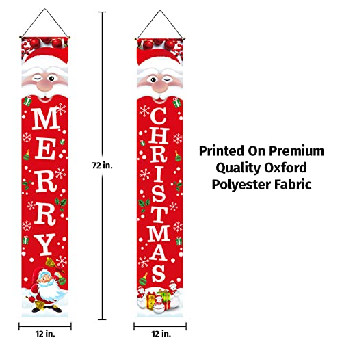Christmas Decorations Outdoor, Hanging Christmas Porch Decorations Door Banner, Christmas Door Decorations, for Porch Front Door Garage Hoom Signs Decor 72”x12”