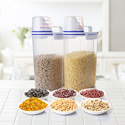 2Pack, Rice Storage Bin with Airtight Design Grain Flour Nuts Organization