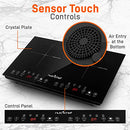 NutriChef Double Induction Cooktop 120V Portable Digital Ceramic Dual Burner