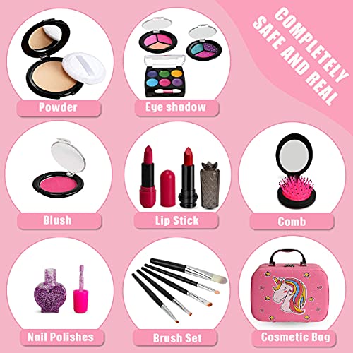 Kids Makeup Kit for Girls, Washable Makeup Kit, Real Play Kids Makeup Set