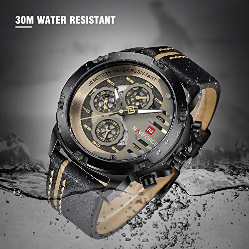 Sport Military Watches for Men Waterproof Watch Analog Quartz Leather Wristwatch