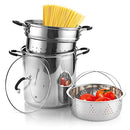 Cook N Home 4-Piece Stainless Steel Pasta Cooker Steamer Multipots, 12 Quart