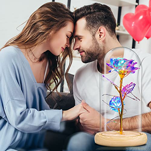 Valentines Flowers Roses Gifts for Women Girlfriend Wife ,Galaxy Glass Rose in A Glass