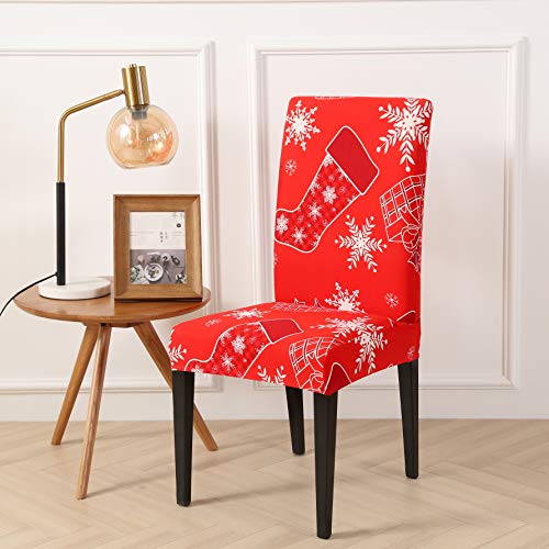 4PCS Stretch Removable Washable Dining Room Chair Protector Slipcovers Christmas Decor