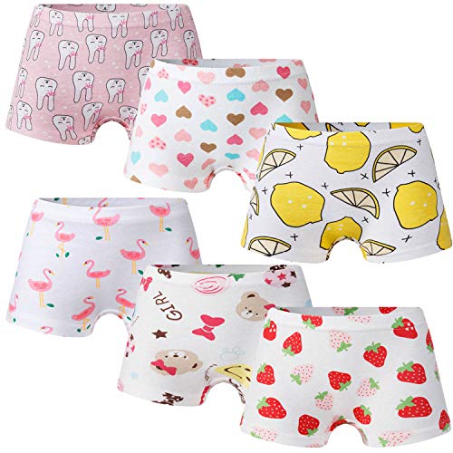 Little Girls' Shorts Panties Boyshort Briefs 6 Pack Soft 100% Cotton