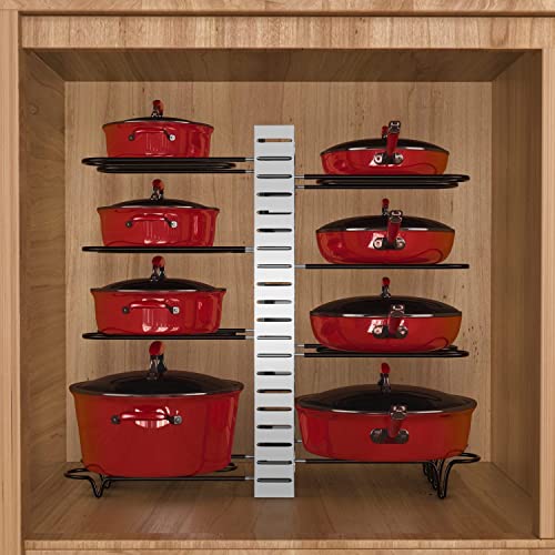 Pot and Pan Organizer for Cabinet - Adjustable 8 Tiers Pots and Pans Organizer Under Cabinet