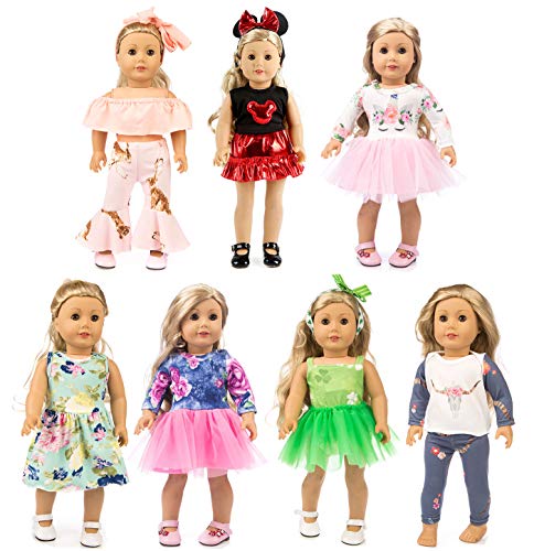 7 Sets 18 inch Doll Clothes Gifts and Accessories, Fit American 18 inch Girls Doll