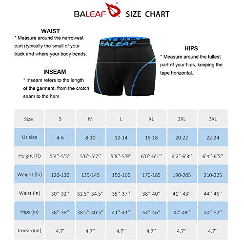 BALEAF Men's Padded Bike Shorts Cycling Underwear 3D Padding Mountain Biking Bicycle Liner Shorts (Blue, M)