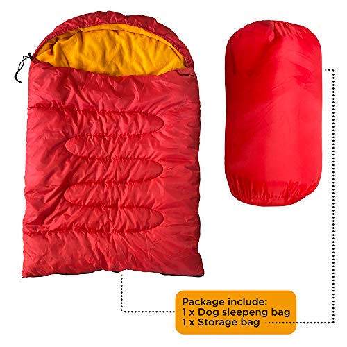 Vegapop Red Dog Sleeping Bag for Large or Medium Dogs with Storage Bag