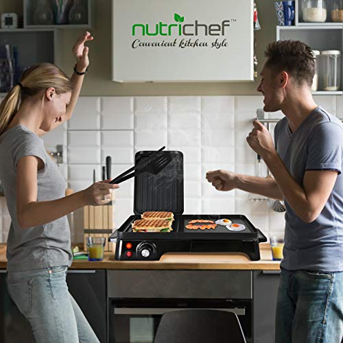 2-in-1 Panini Press Grill Gourmet Sandwich Maker & Griddle, Nonstick Coating